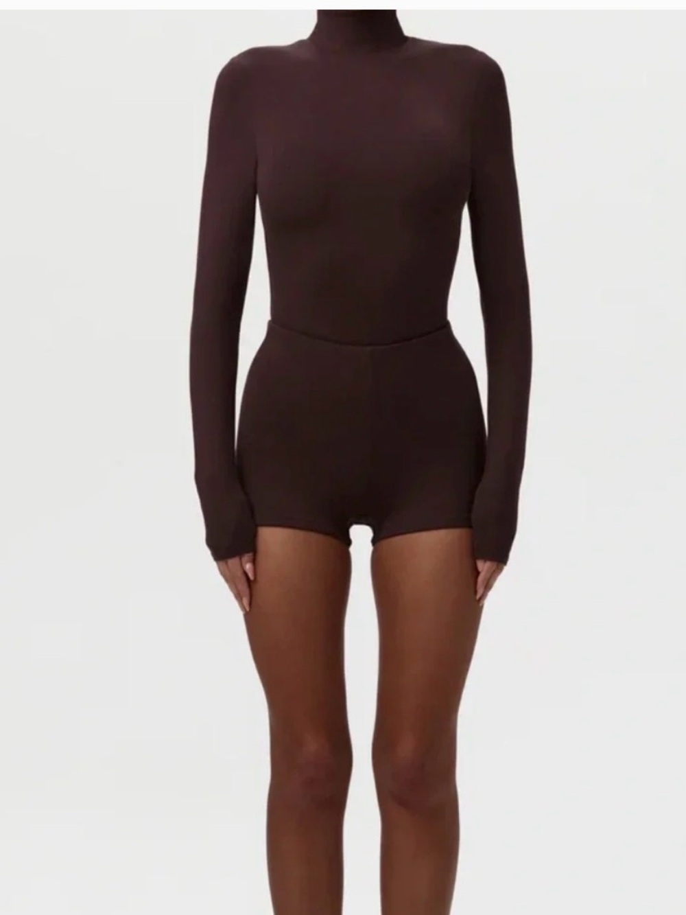 Naked Wardrobe Brown Women's Long Sleeve Top and Hot Short